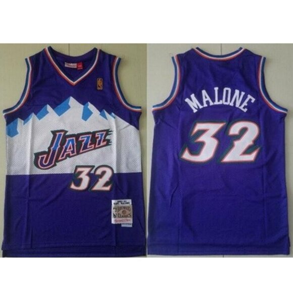 Mens Karl Malone Purple Stitched Jersey